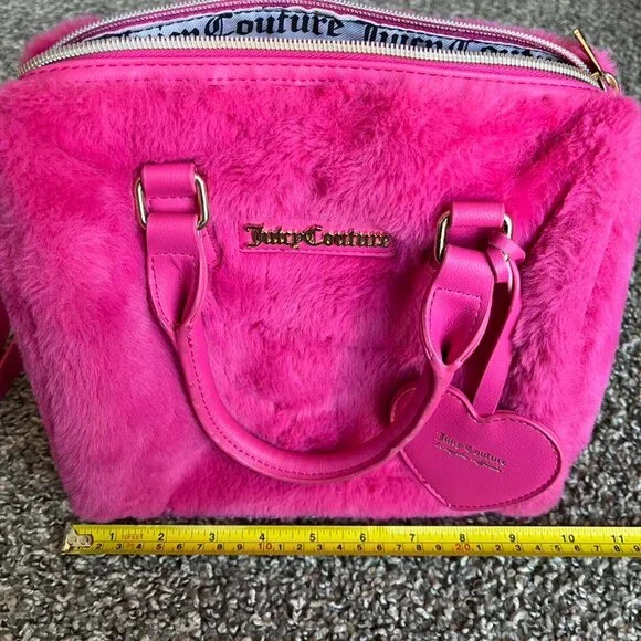 Y2K Juicy Couture Pink Faux Fur Shoulder Bag Coquette Fuzzy Girlhoodcore Cutesy - Picture 7 of 8